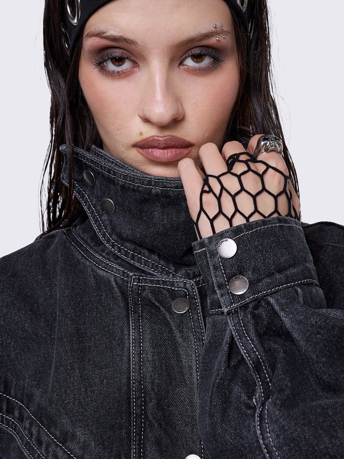 joy black denim bomber jacket